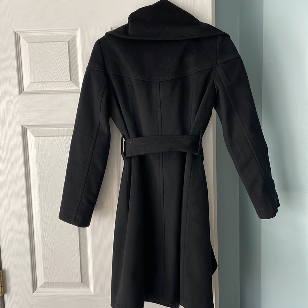 Kenneth Cole Black Oversized Collar Wool Cashmere Coat 0 - Picture 5 of 6